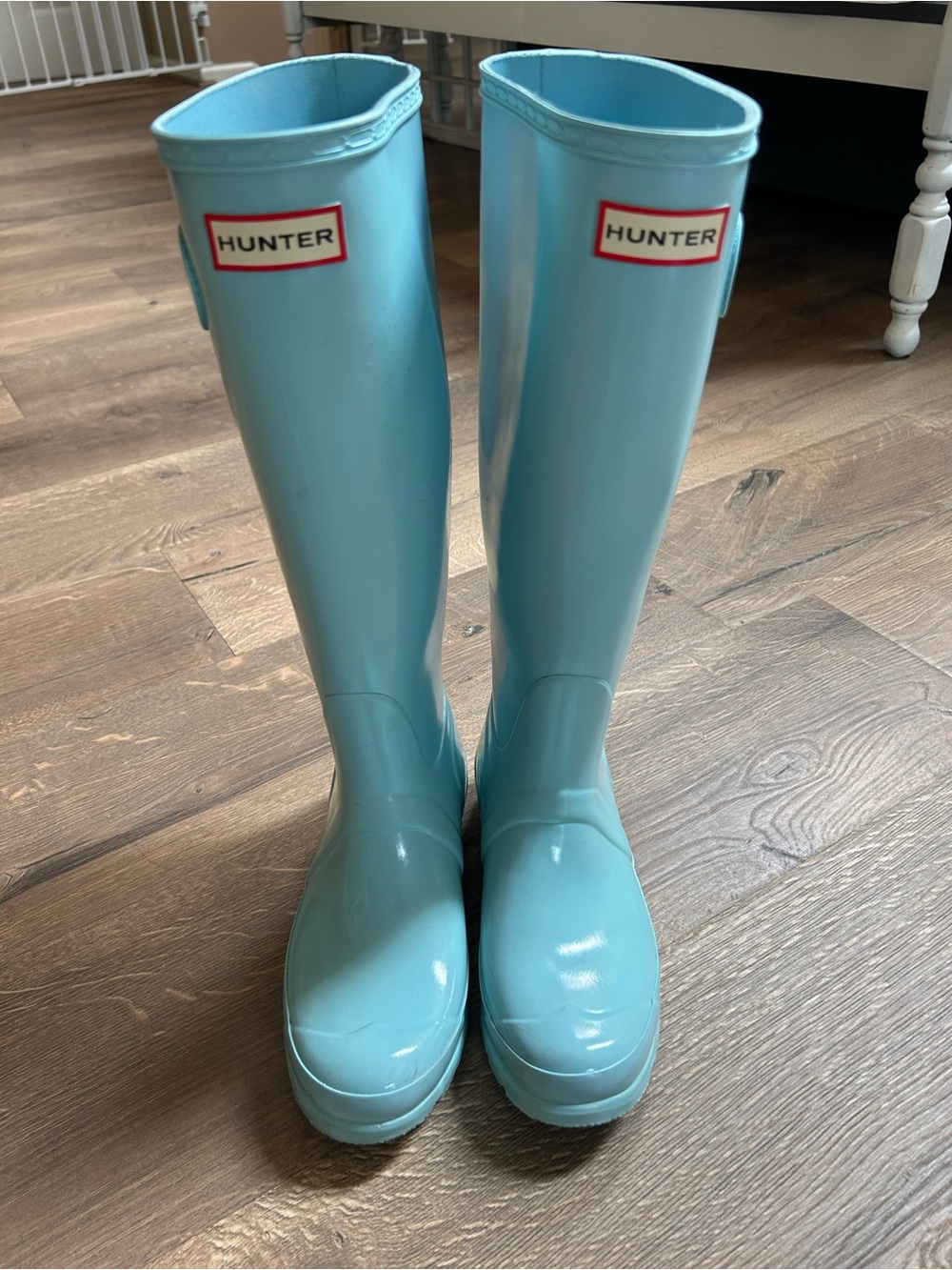 Hunter Gloss Teal Knee-High Rain Boots - Picture 2 of 5